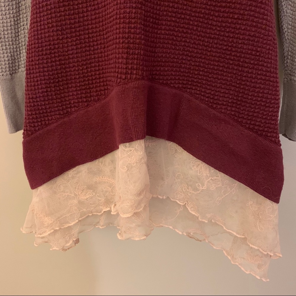 LOGO by Lori Goldstein  Waffle Top With Lace - Picture 2 of 6